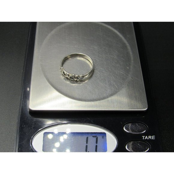 Size 8 Sterling Silver Four Hearts Band Ring Vintage Statement Engagement - Picture 6 of 6